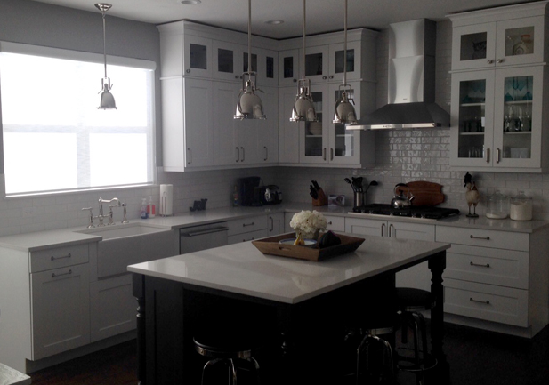 white screen roller shades in Denver kitchen