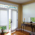 french door shades and windows