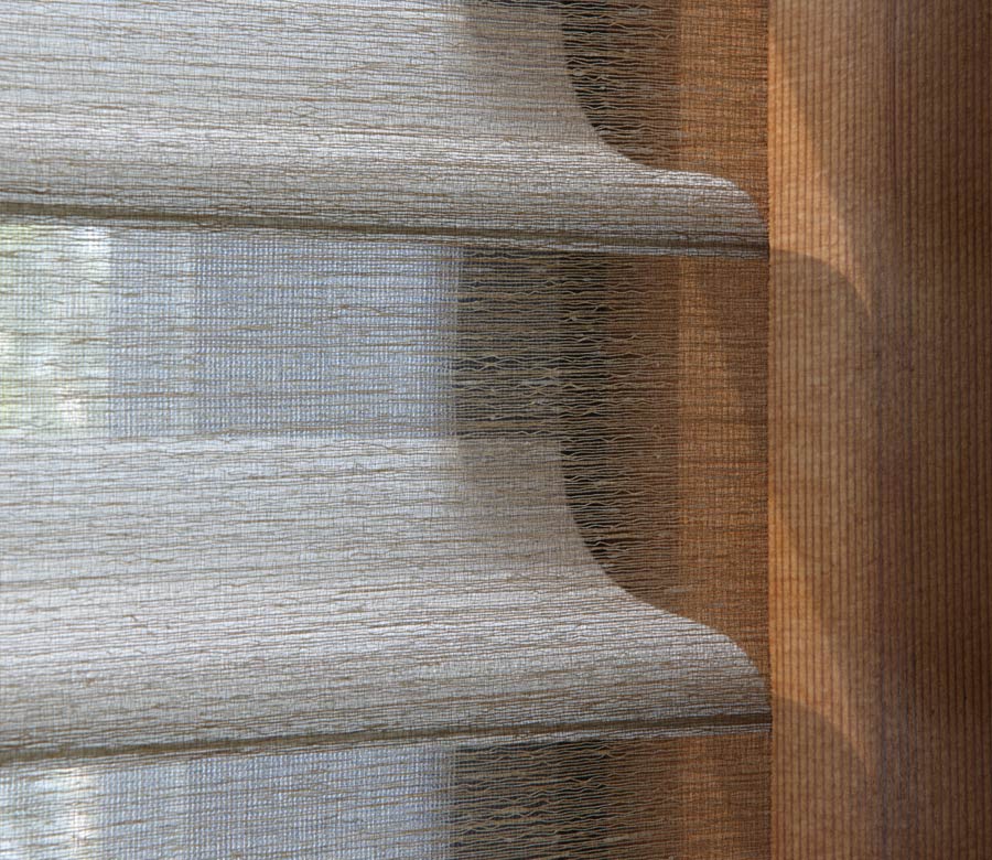 Close up of fabric shades in Denver, CO home