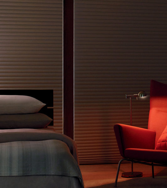 bedroom blackout blinds motorized duette honeycomb shades Hunter Douglas Englewood 80113