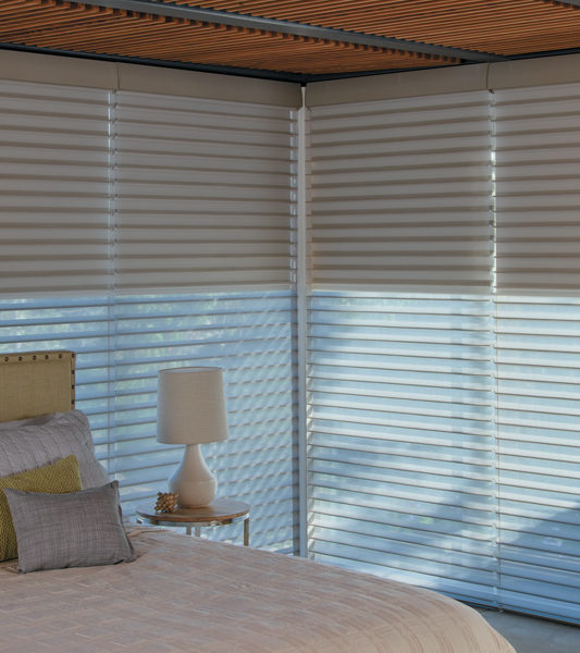 bedroom floor to ceiling large window blinds nantucket silhouette window shades Hunter Douglas Denver 80209
