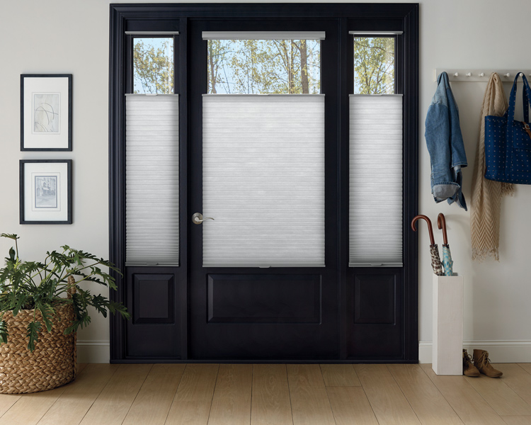 entry way door duette honeycomb shades lowered from top in Westminster 80021