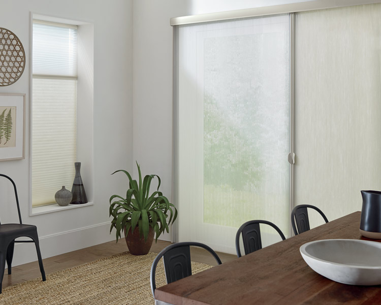 sliding glass door window treatments cellular shades that slide in Denver CO home