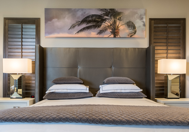 contemporary bedroom plantation shutters hunter douglas denver 80206