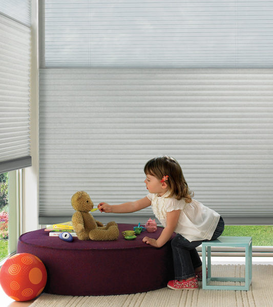 playroom with child safe shades duette honeycomb Denver CO