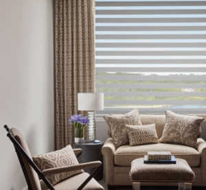 living room designer banded shades denver