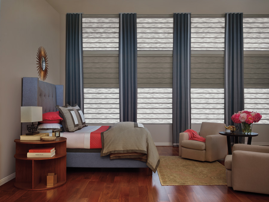 dual shade system roman shades Hunter Douglas Denver