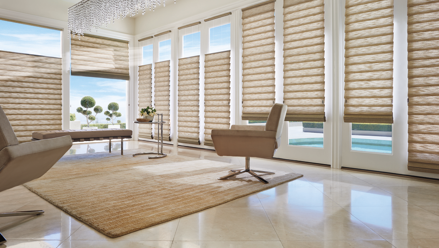 stacking style custom roman shades Hunter Douglas Denver 80212 