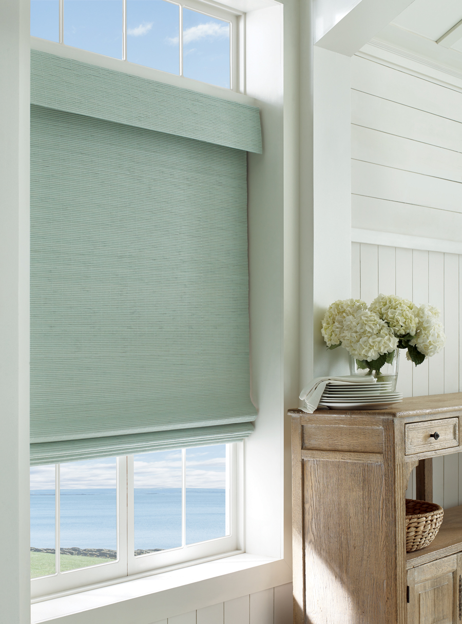 coastal decor woven wood shades Hunter Douglas Denver 80209