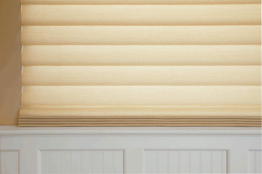 close up of Hunter Douglas custom roman shades Denver CO