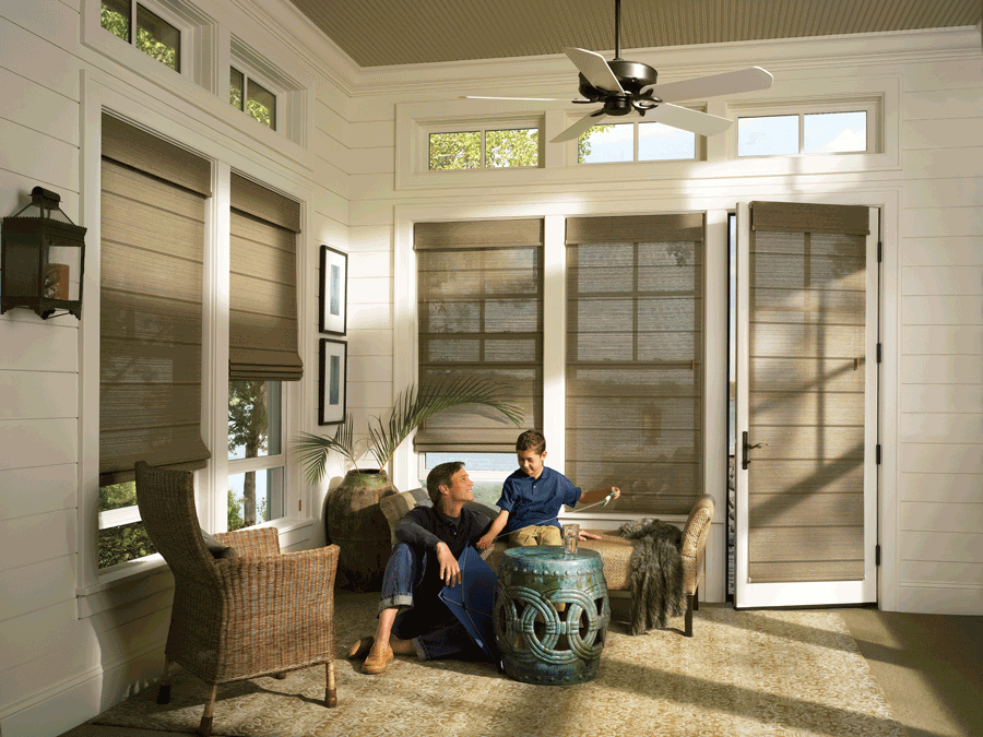 window and french door shades for your Denver area home Hunter Douglas woven textures roller shades