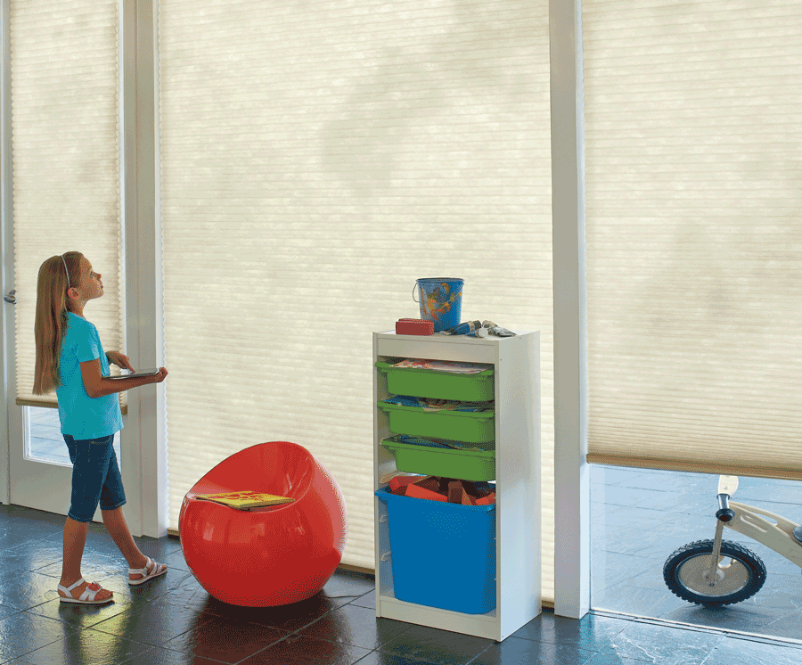 motorized blinds cordless for child safety Denver CO