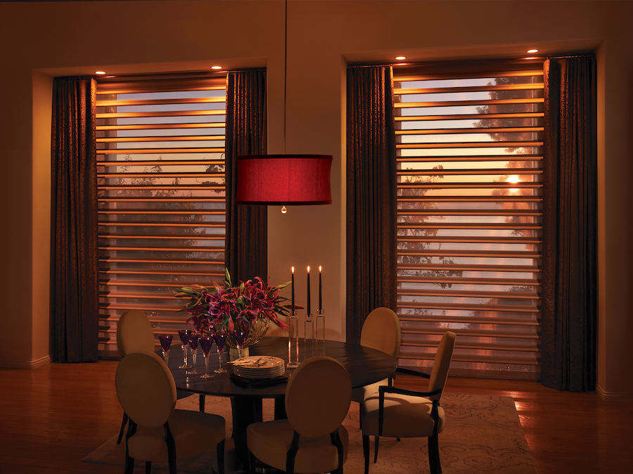 With sheer fabric backing, these pirouette shades help protect against glare.