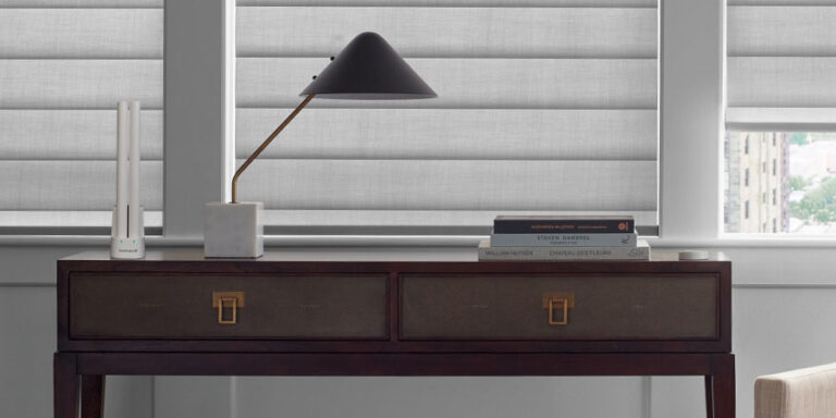 Hunter Douglas rechargeable battery wands on charging station for motorized window treatments
