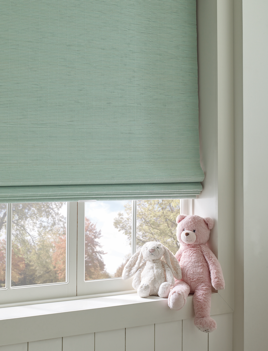 green child safe woven wood shades in child's bedroom Cherry Creek CO