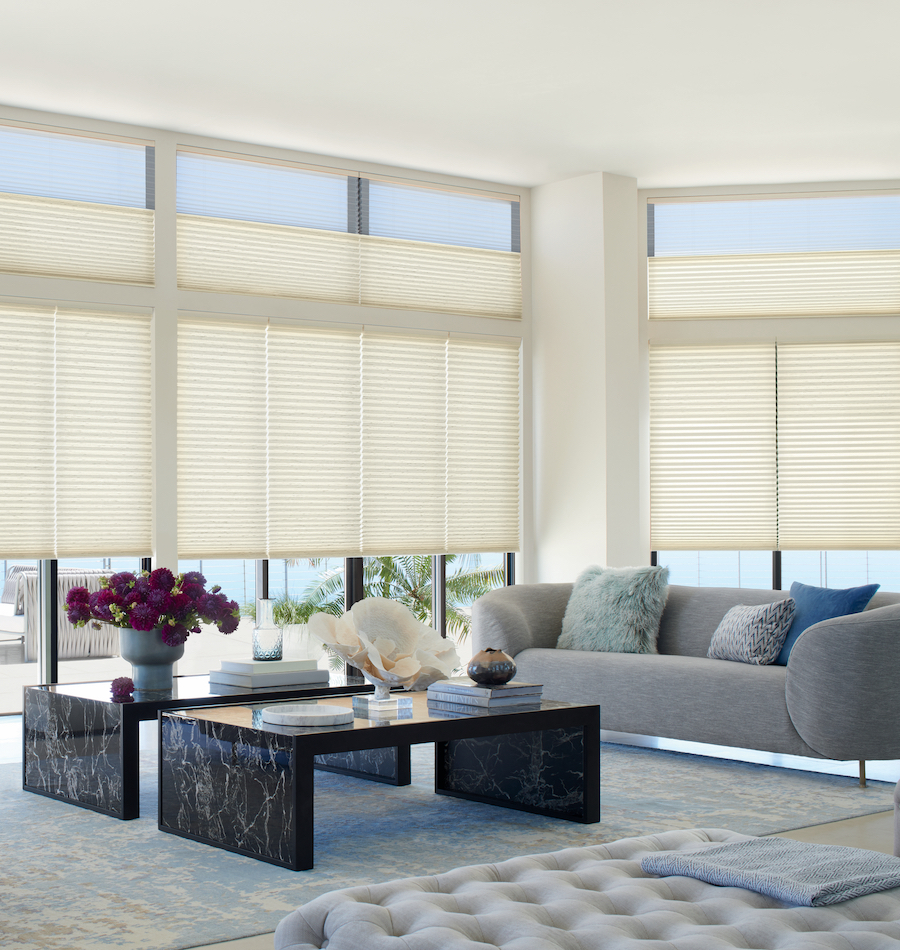 Dual shades daylighting a living room.