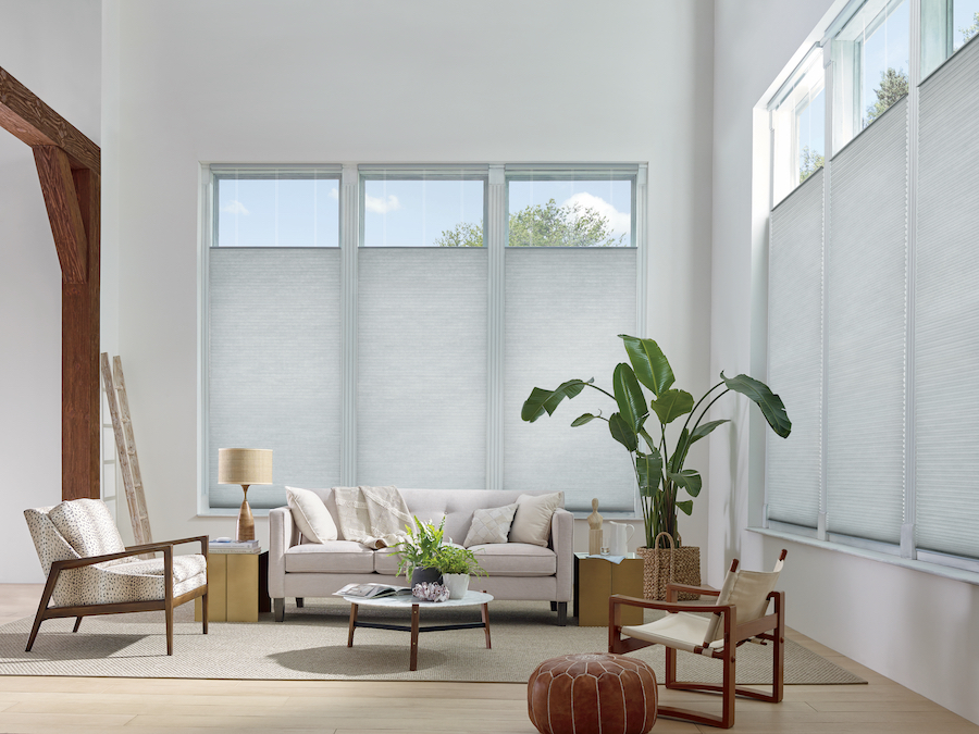 energy efficient cellular shades in a living room