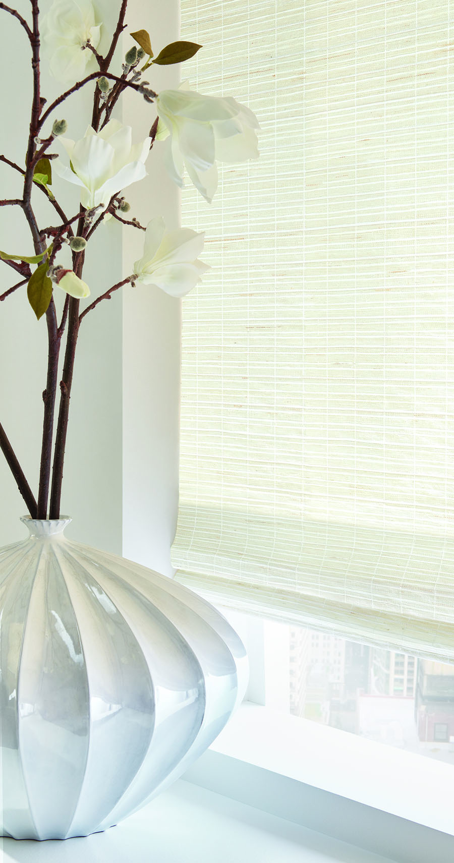 Woven wood shades add texture and function to a space.