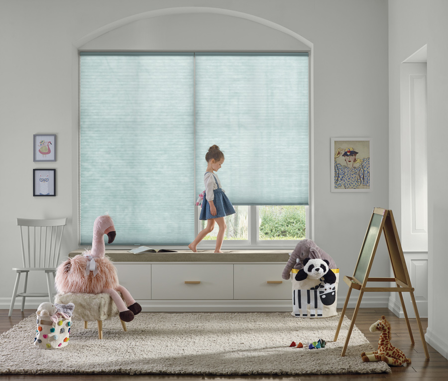 child-safe features with cordless window coverings