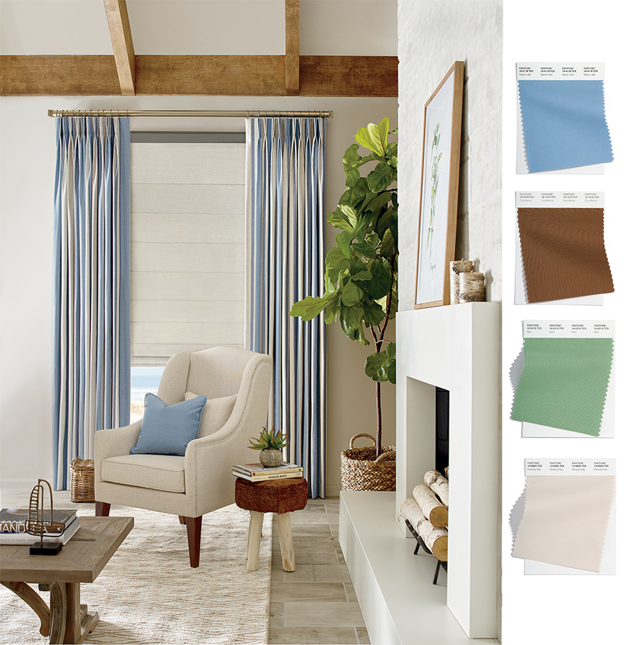 Upcoming color palette 2022 blue drapes in Denver Co home