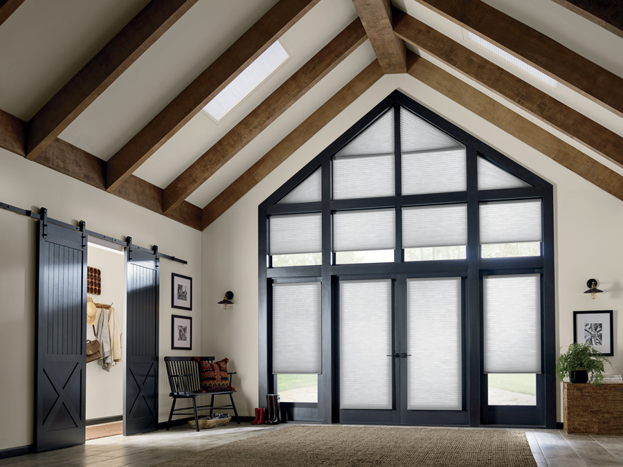 Entryway Inspiration large foyer with honeycomb shades in denver, CO home