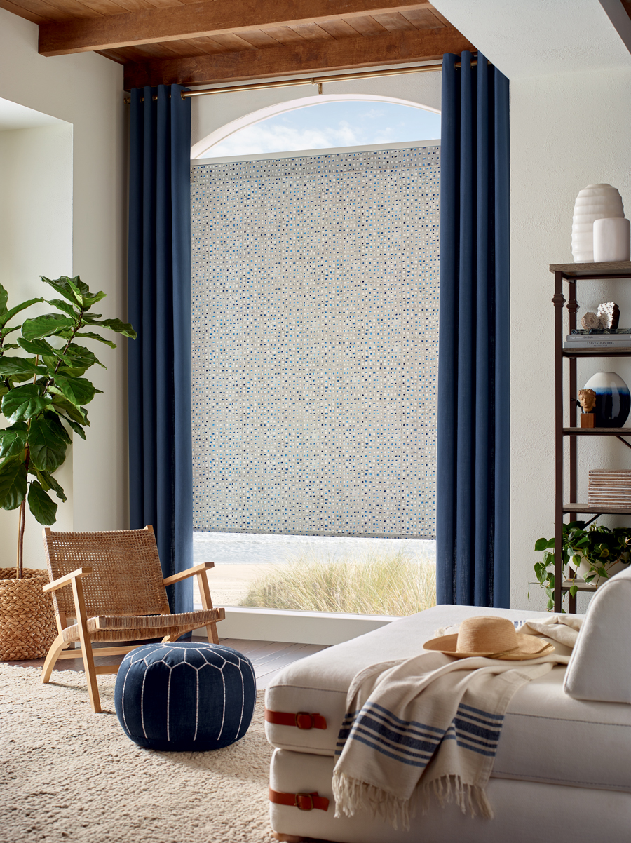 roller shades ijn dfenver livinf room layering drapery