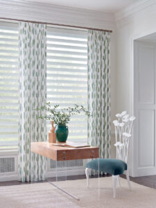 Drapery in Fern for Hunter Douglas Seema Krish Designs Denver living room