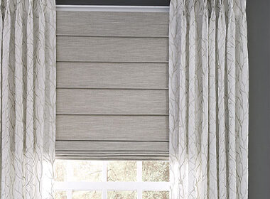 traditional bathroom with custom roman shades for privacy and light control
