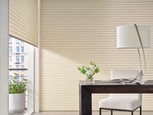 energy efficient cellular roller shades block light and heat in Denver home