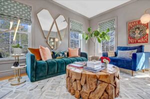 bold colored living room design