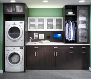 Laundry room custom built-in closets