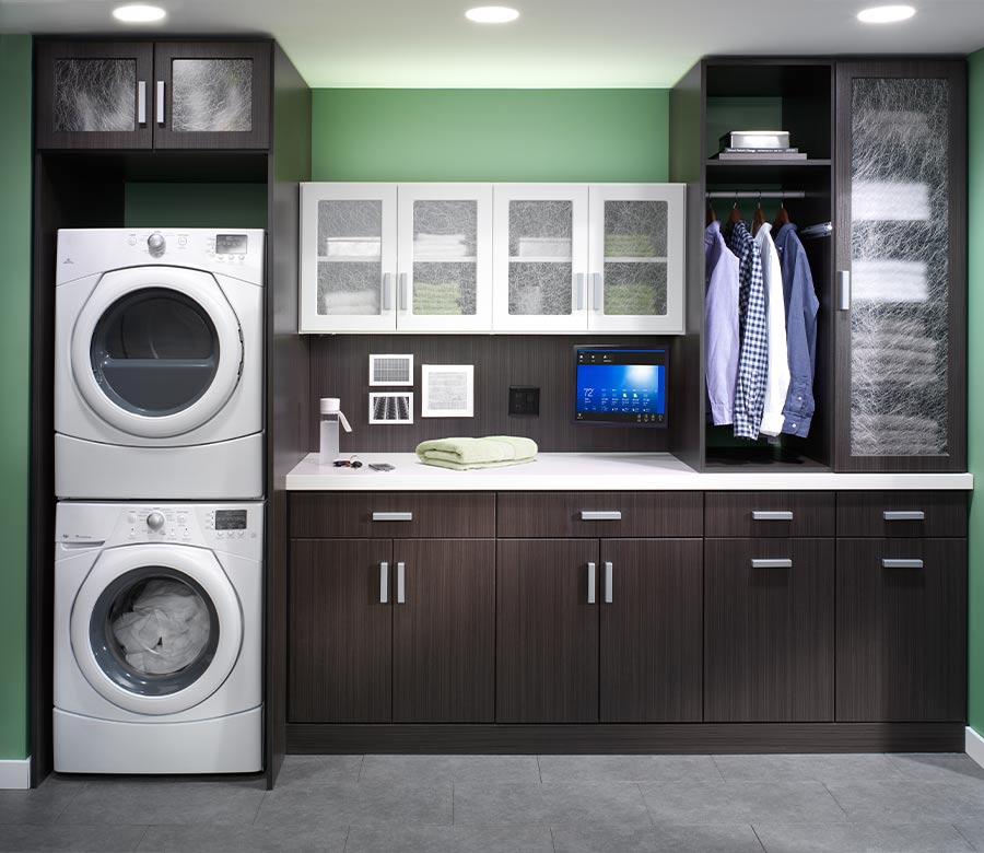 Laundry room custom built-in closets