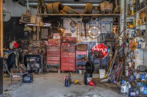 messy garage full of clutter