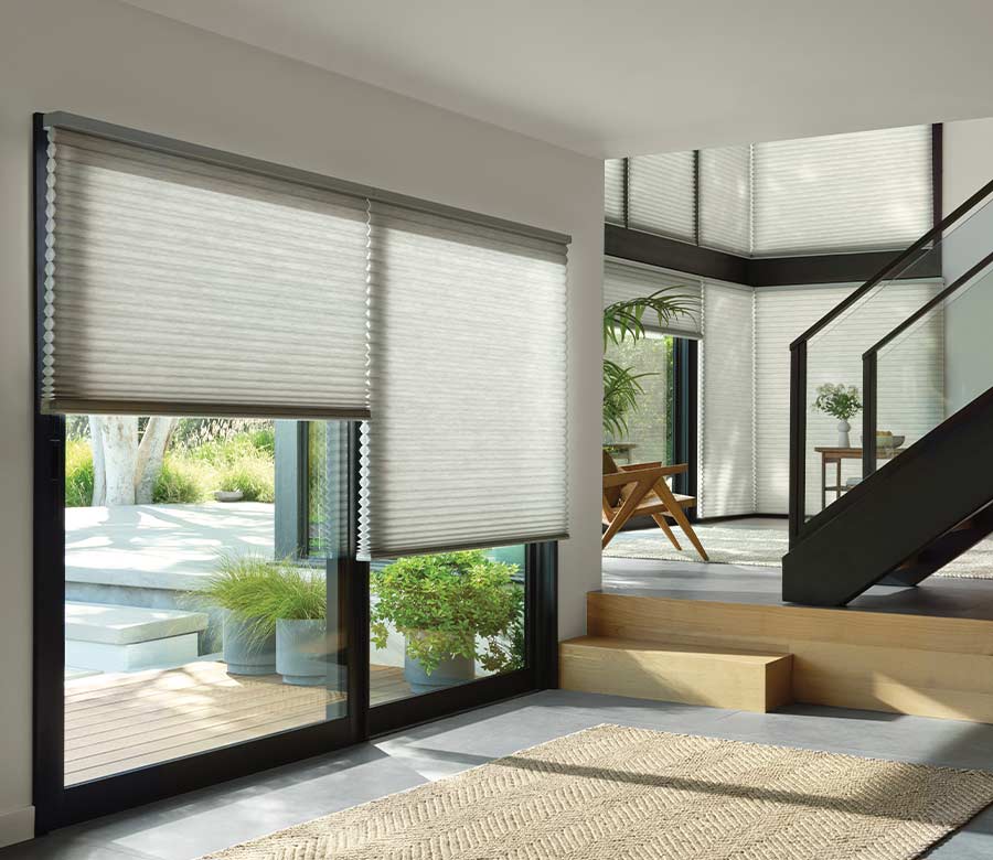 black framed window with cellular blinds in Denver CO