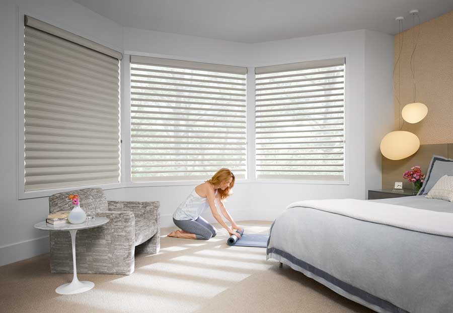 yoga area in guest bedroom of Denver CO home