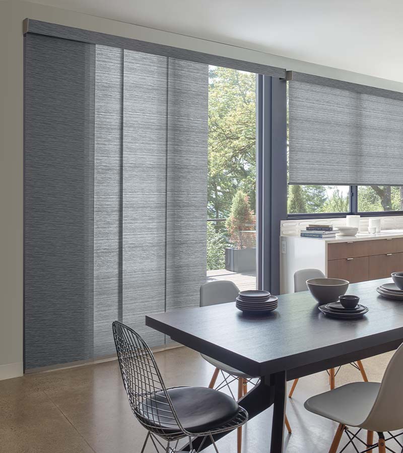 Skyline® panel track blinds in Denver, CO home