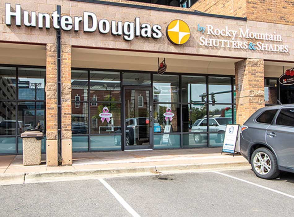 store front of rocky mountain shutters shades and closets showroom cherry creek