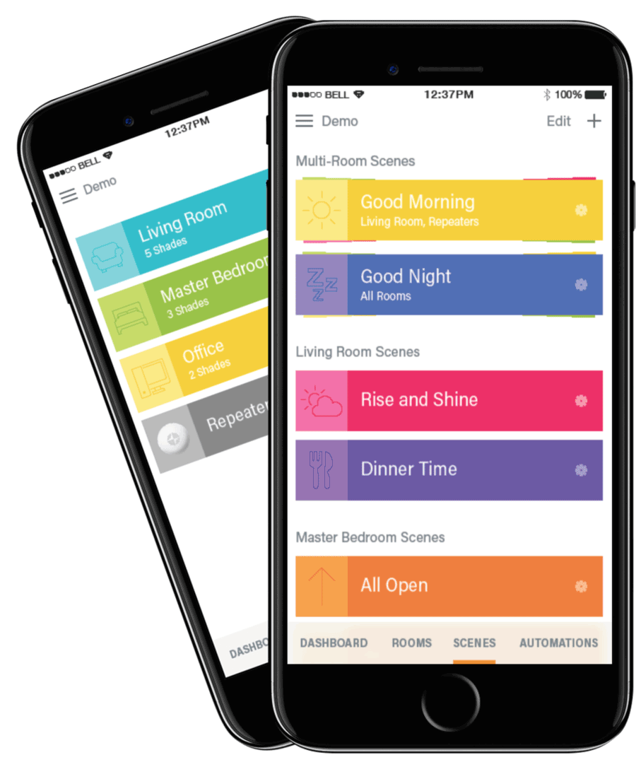 smart shade window shade automation app on a smart phone