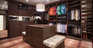 custom closet with island
