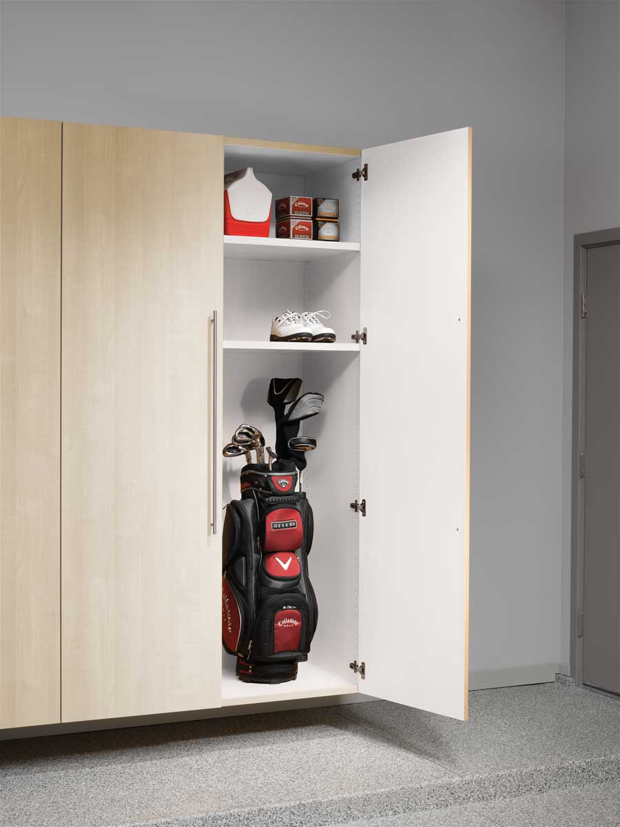 tall cabinet for sports equipment in garage of wheat ridge co home