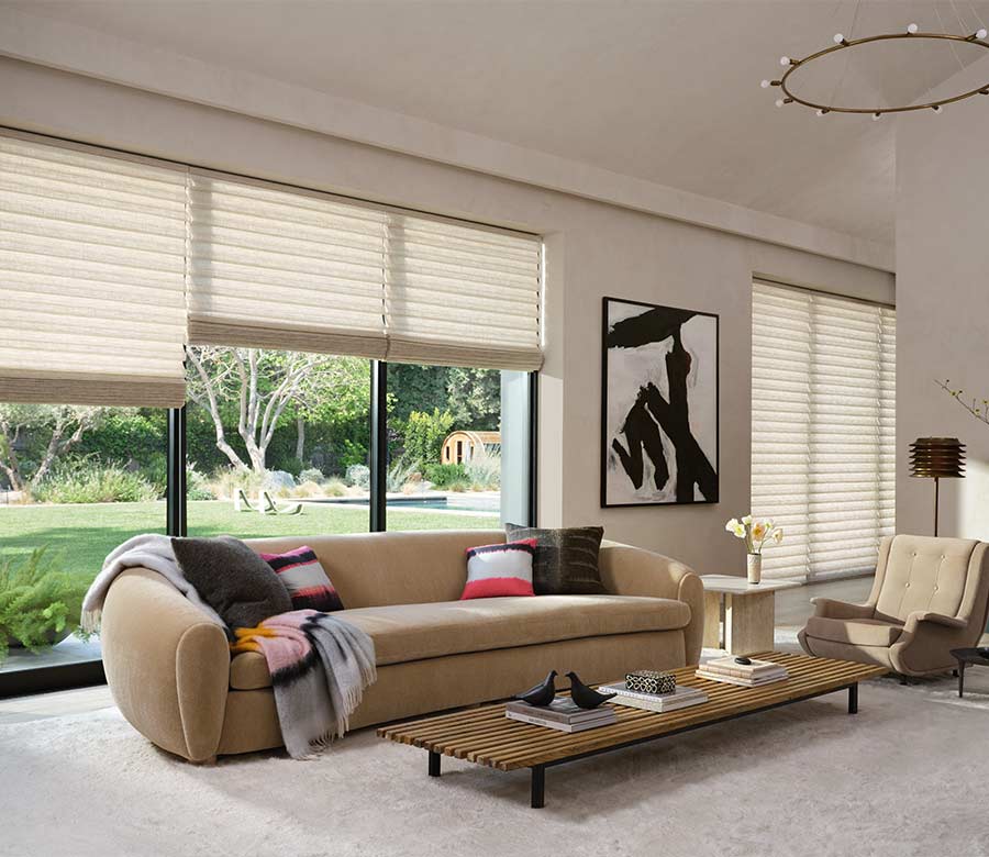 vignette-large-window-roman-shades-hunter-douglas-rocky-mountain-shutters-shades-and-closets living room with roman shades