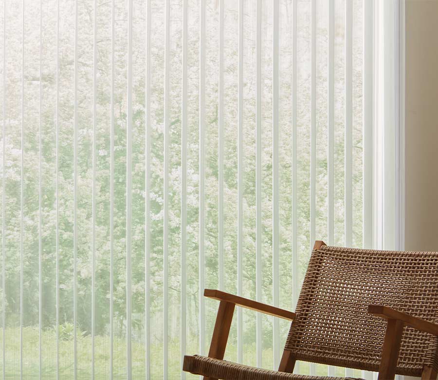 luminette-vertical-sheer-shades-french-door-shades-rocky-mountain-windows-shutters-and-shades living room with vertical sheers luminette shades