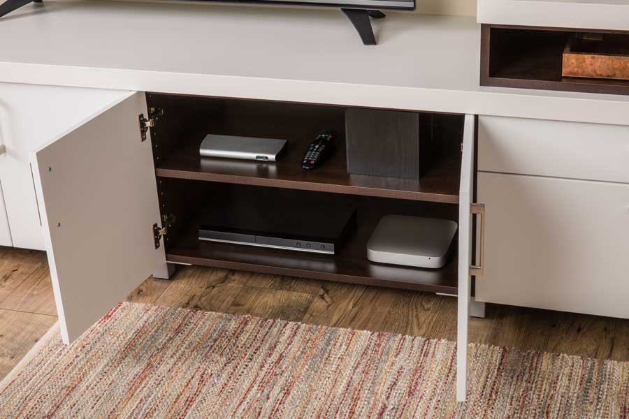 cabinets to store printers and devices in the home office
