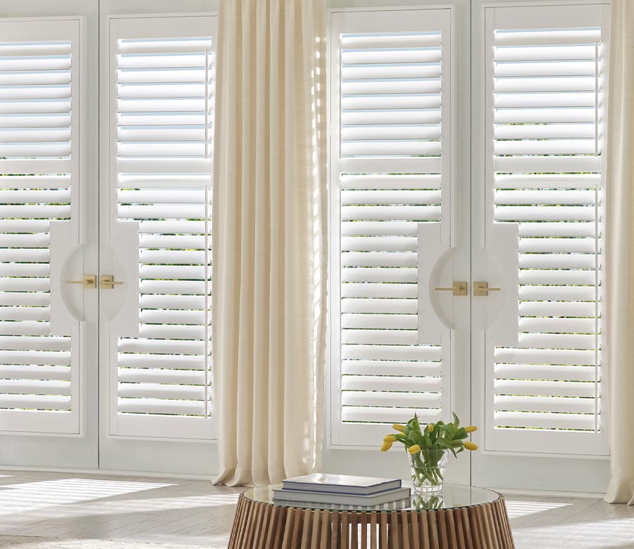 french doors with white palm beach vinyl shutters