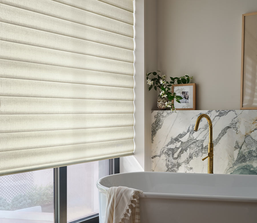 pirouette-window-treatments-bathroom-shades-detail-hunter-douglas-rocky-mountain-shutters-shades-and-closets neutral pirouette window shades in bathroom hunter douglas