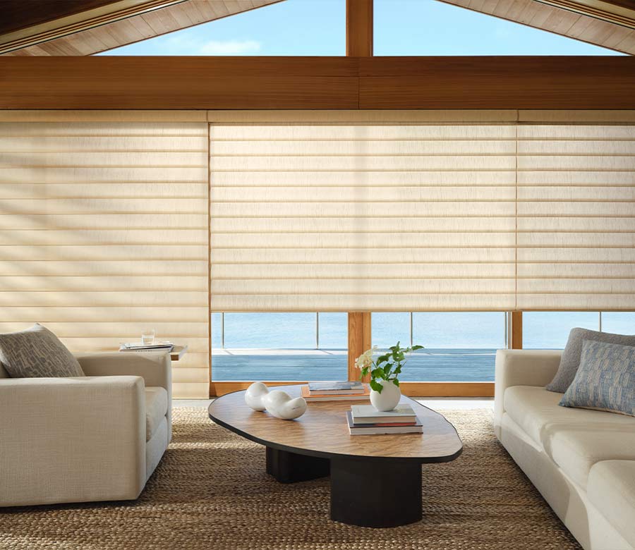 pirouette-window-treatments-contemporary-living-room-hunter-douglas-rocky-mountain-shutters-shades-and-closets large khaki beige pirouette shades in living room