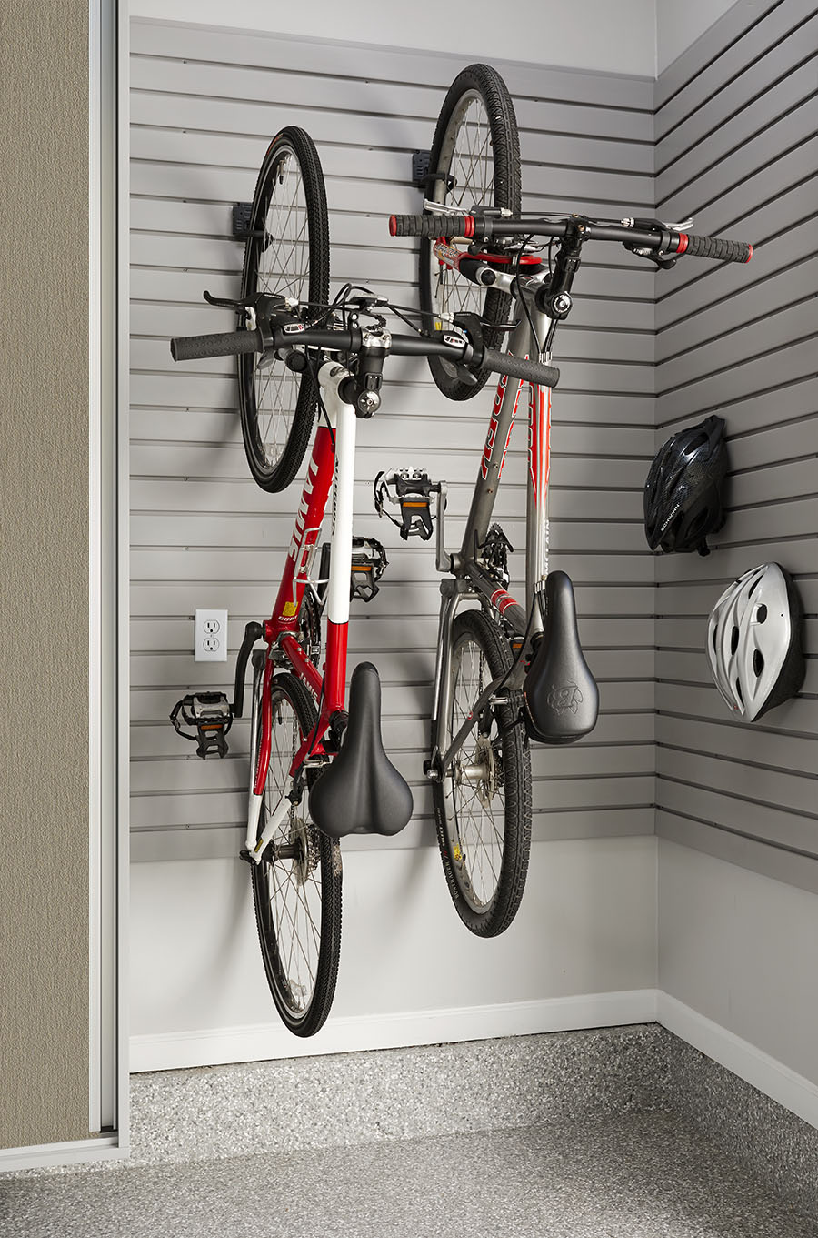 bike hanging storage idea to keep garage floor clear