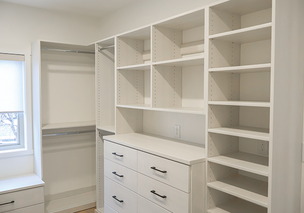 white closet with custom storage