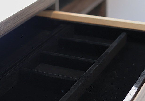 close up of jewelry storage option in closet
