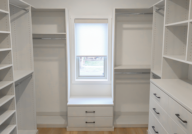 white custom closet with shelving organization after